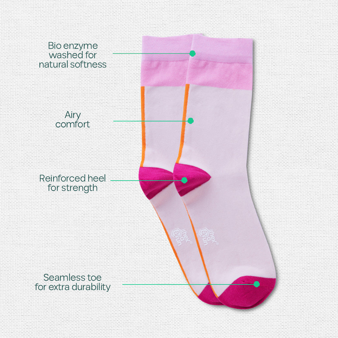 Pattern Fusion! Unisex Socks, 100% Organic Cotton, Crew Length, Pack of 3