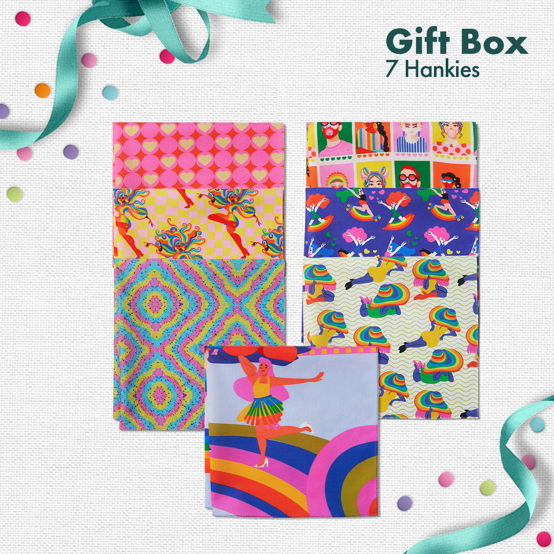 Love Wins! Unisex Hankies, 100% Organic Cotton, Gift Box of 7