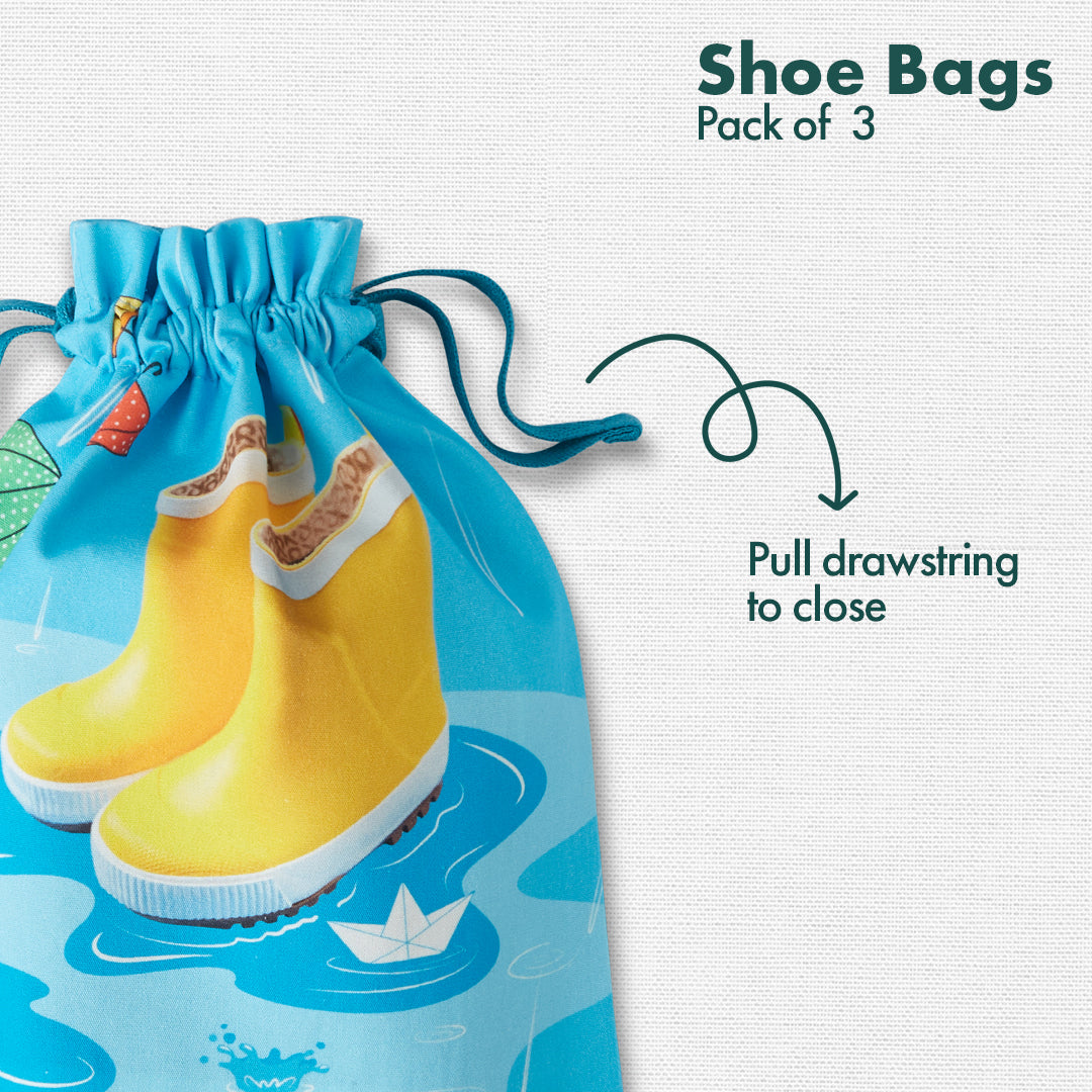 Toe Twisters! Unisex Kid's Shoe Bags, 100% Organic Cotton, Pack of 3