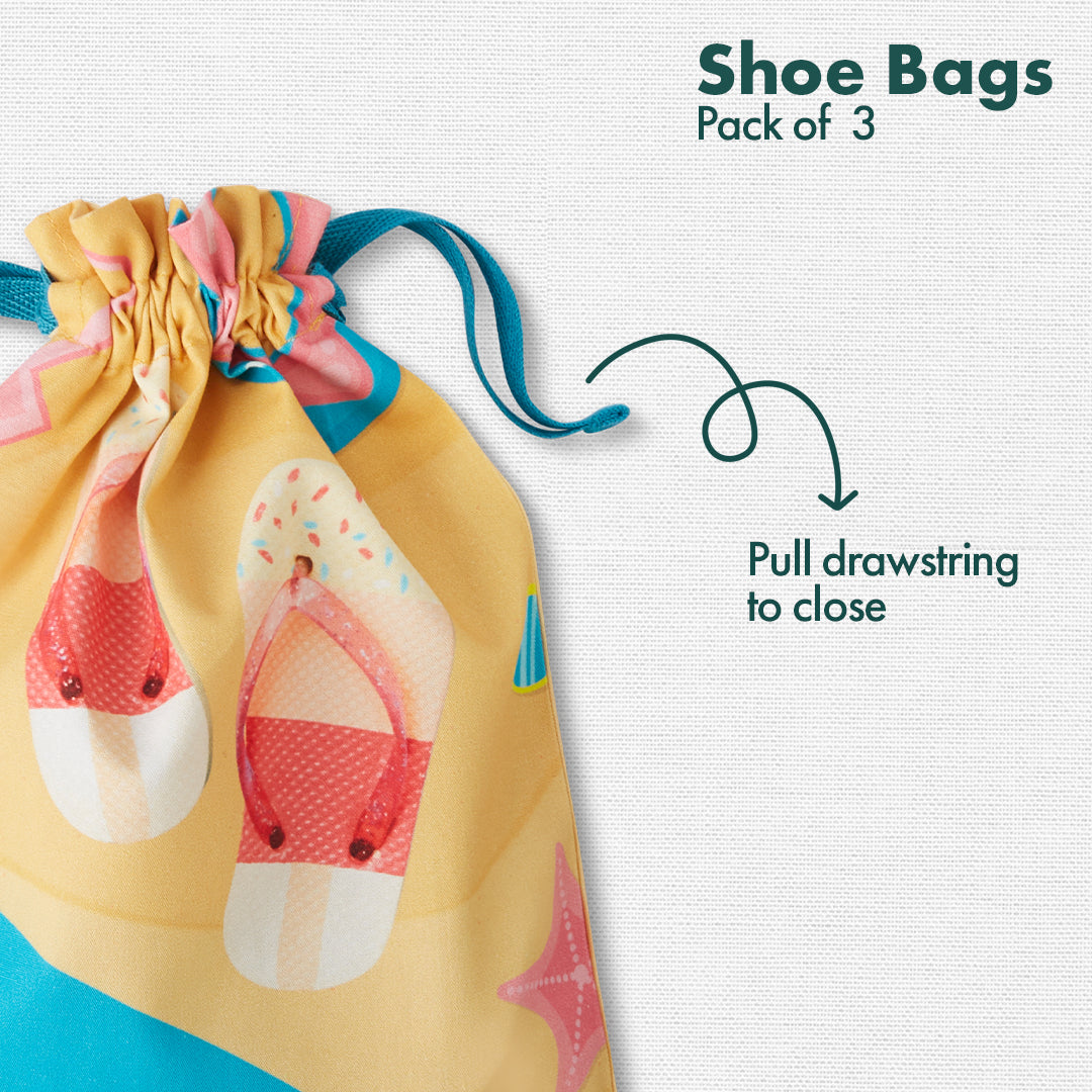 Play Date! Unisex Kid's Shoe Bags, 100% Organic Cotton, Pack of 3