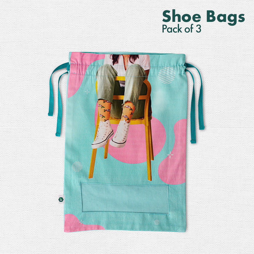Sneakerheads! Family Shoe Bags, 100% Organic Cotton, Pack of 3