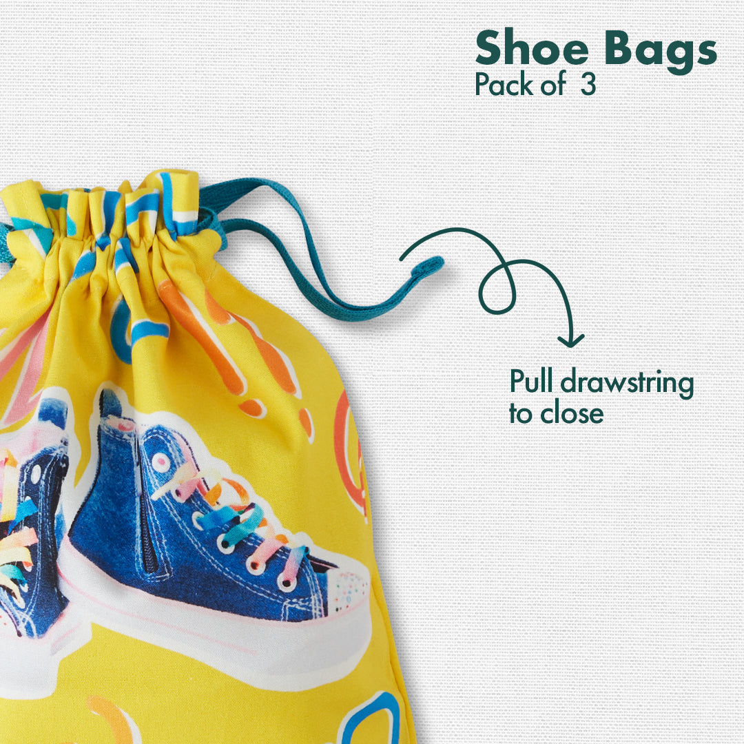 Sneakerheads! Family Shoe Bags, 100% Organic Cotton, Pack of 3