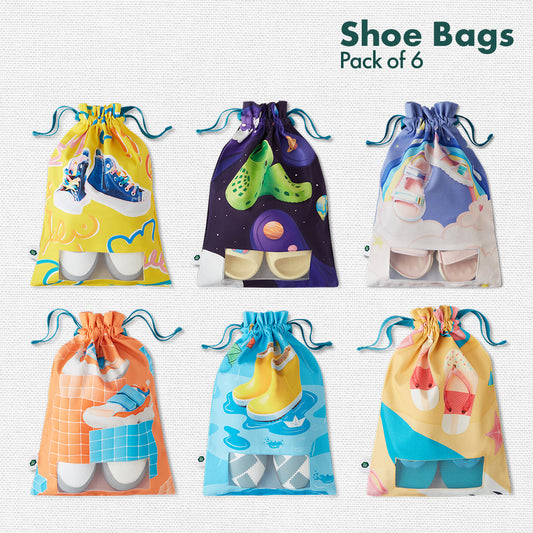 Baby’s Day Out! Unisex Kid's Shoe Bags, 100% Organic Cotton, Pack of 6