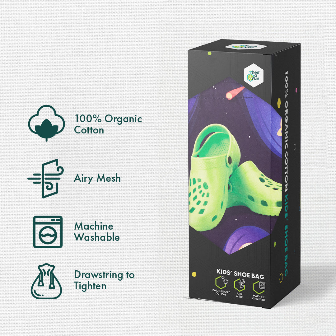 Baby’s Day Out! Unisex Kid's Shoe Bags, 100% Organic Cotton, Pack of 6