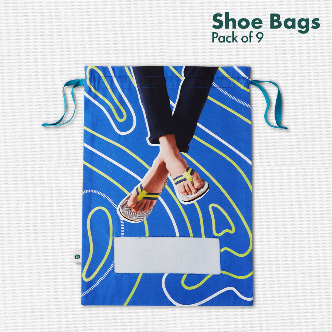 Modern Family! Family Shoe Bags, 100% Organic Cotton, Pack of 9