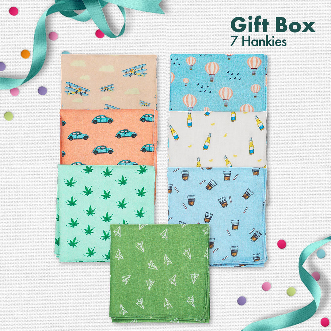 G.O.A.T! Gift Of All Times! Unisex Hankies, 100% Organic Cotton, Gift Box of 7