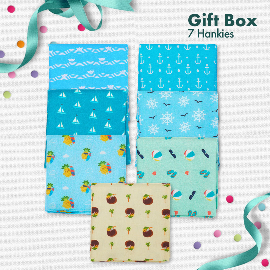 OMG! Oh My Gift! Unisex Hankies, 100% Organic Cotton, Gift Box of 7