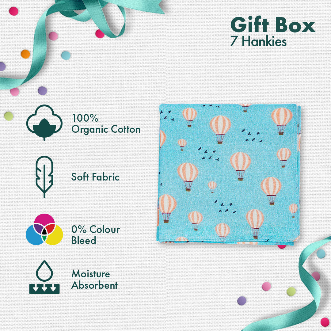 G.O.A.T! Gift Of All Times! Unisex Hankies, 100% Organic Cotton, Gift Box of 7