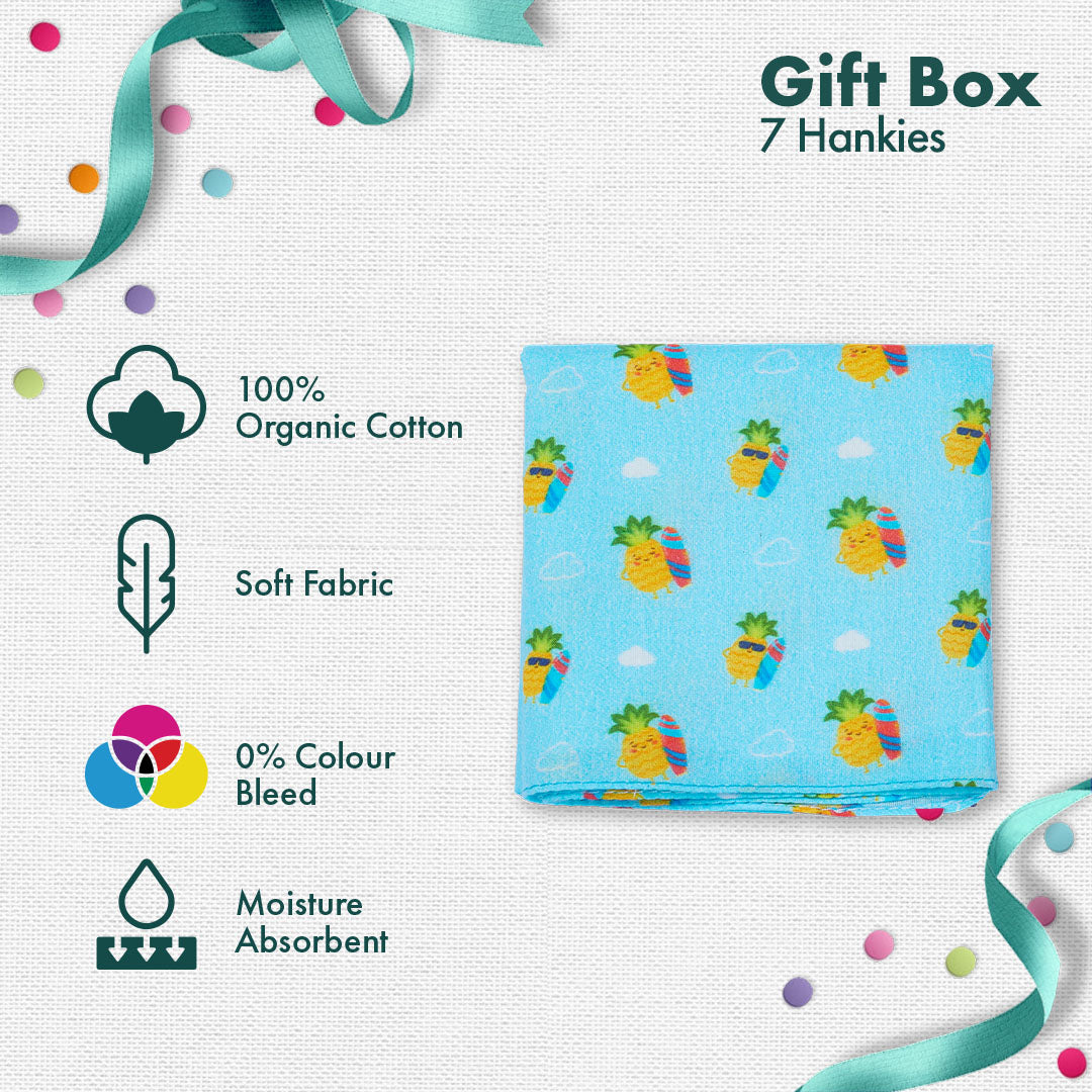 OMG! Oh My Gift! Unisex Hankies, 100% Organic Cotton, Gift Box of 7