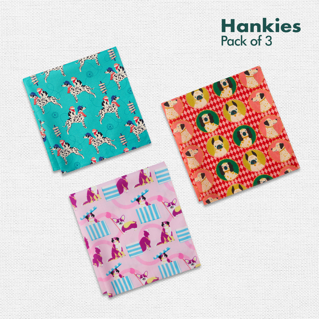 Pawsome! Unisex Hankies, 100% Organic Cotton, Pack of 3