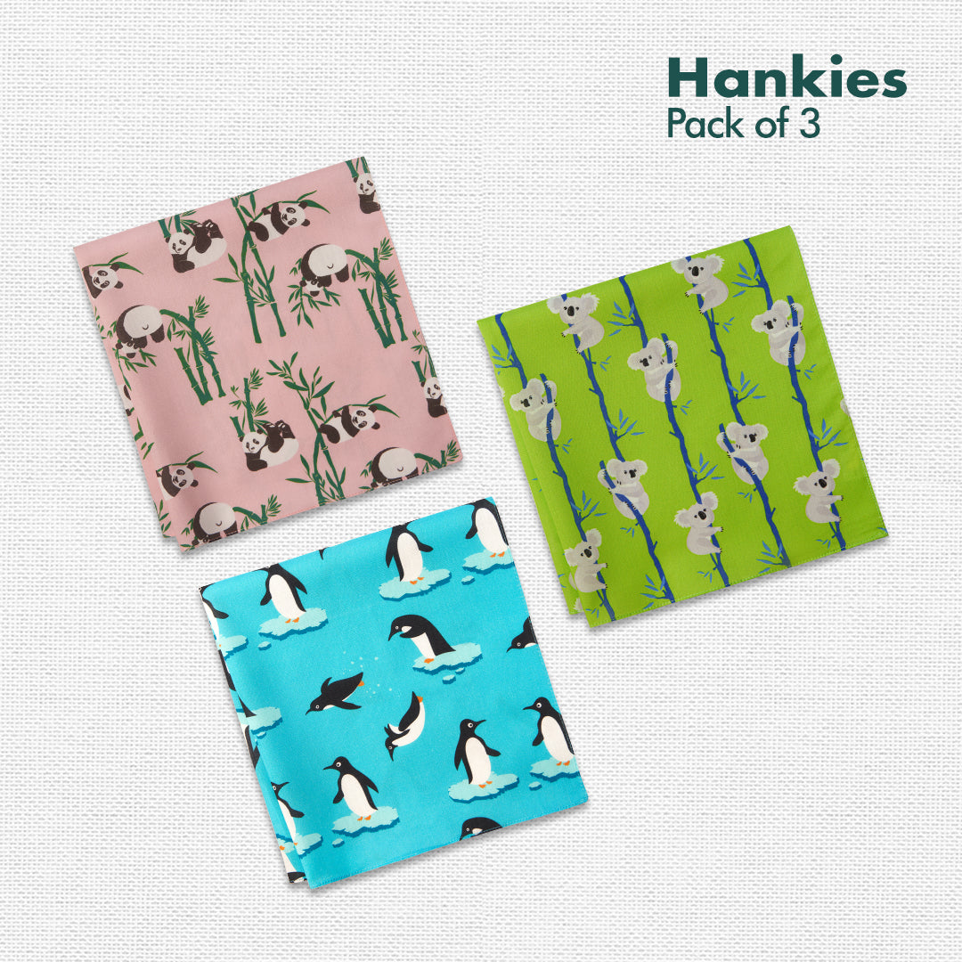 Spirit Animal! Unisex Hankies, 100% Organic Cotton, Pack of 3