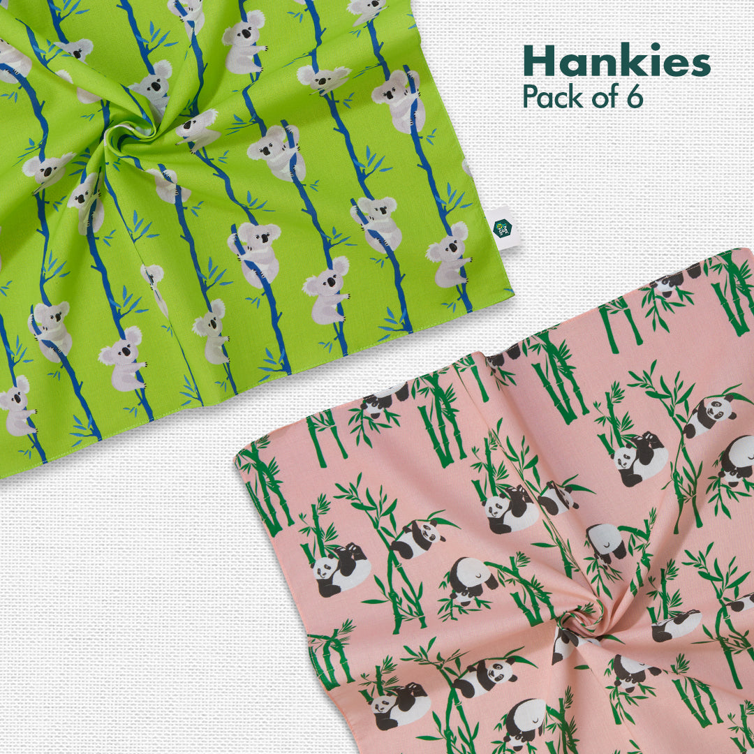 One Wild Policy! Unisex Hankies, 100% Organic Cotton, Pack of 6