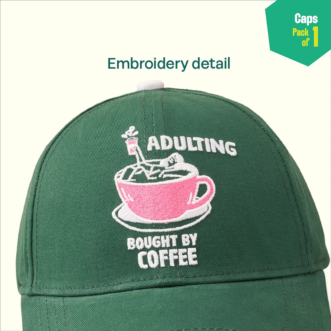 Caffeinated! 100% Cotton Fabric, Unisex Cap, Pack of 1