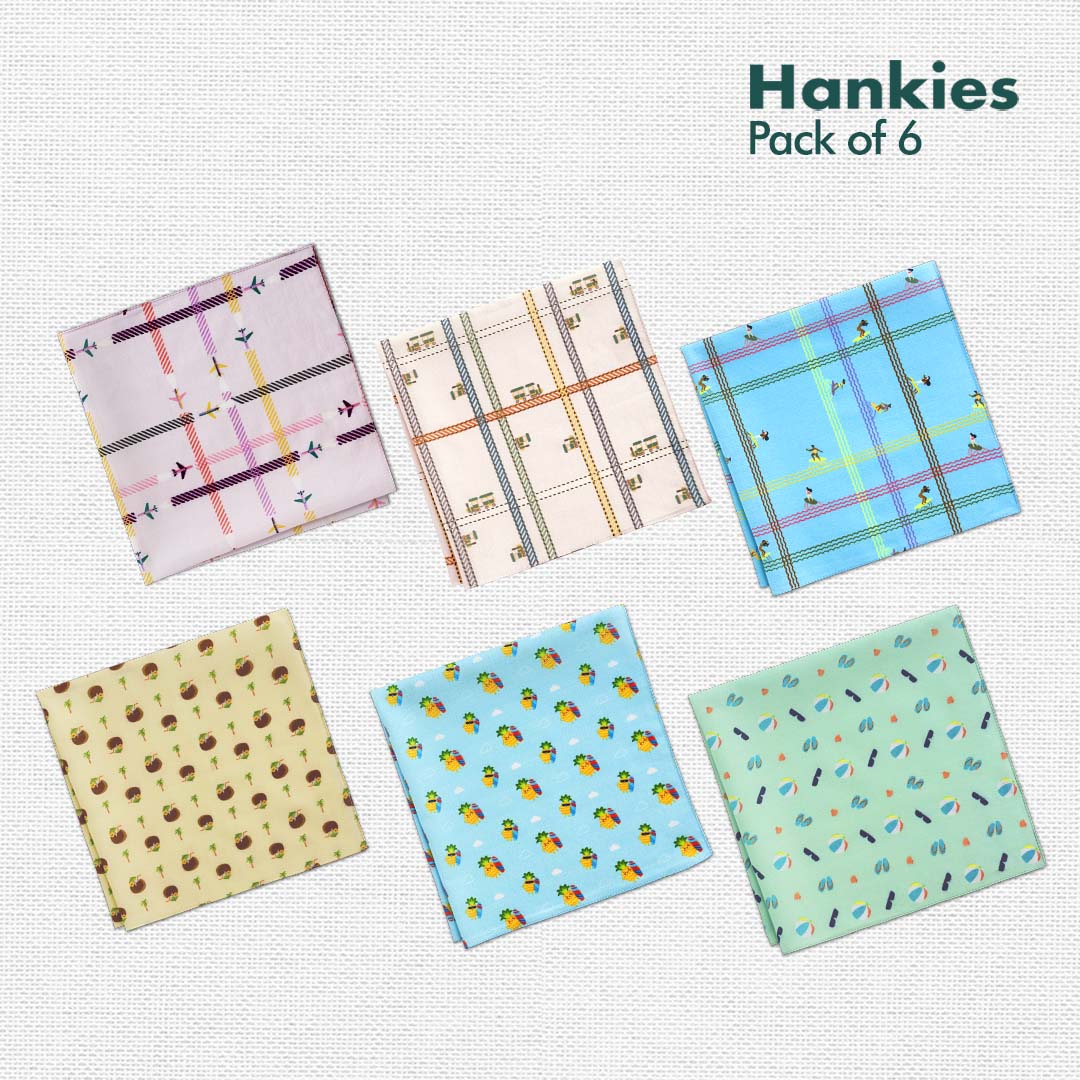 TBC! The Boss Collection! + Beach Please! Unisex Hankies, 100% Organic Cotton, Pack of 6