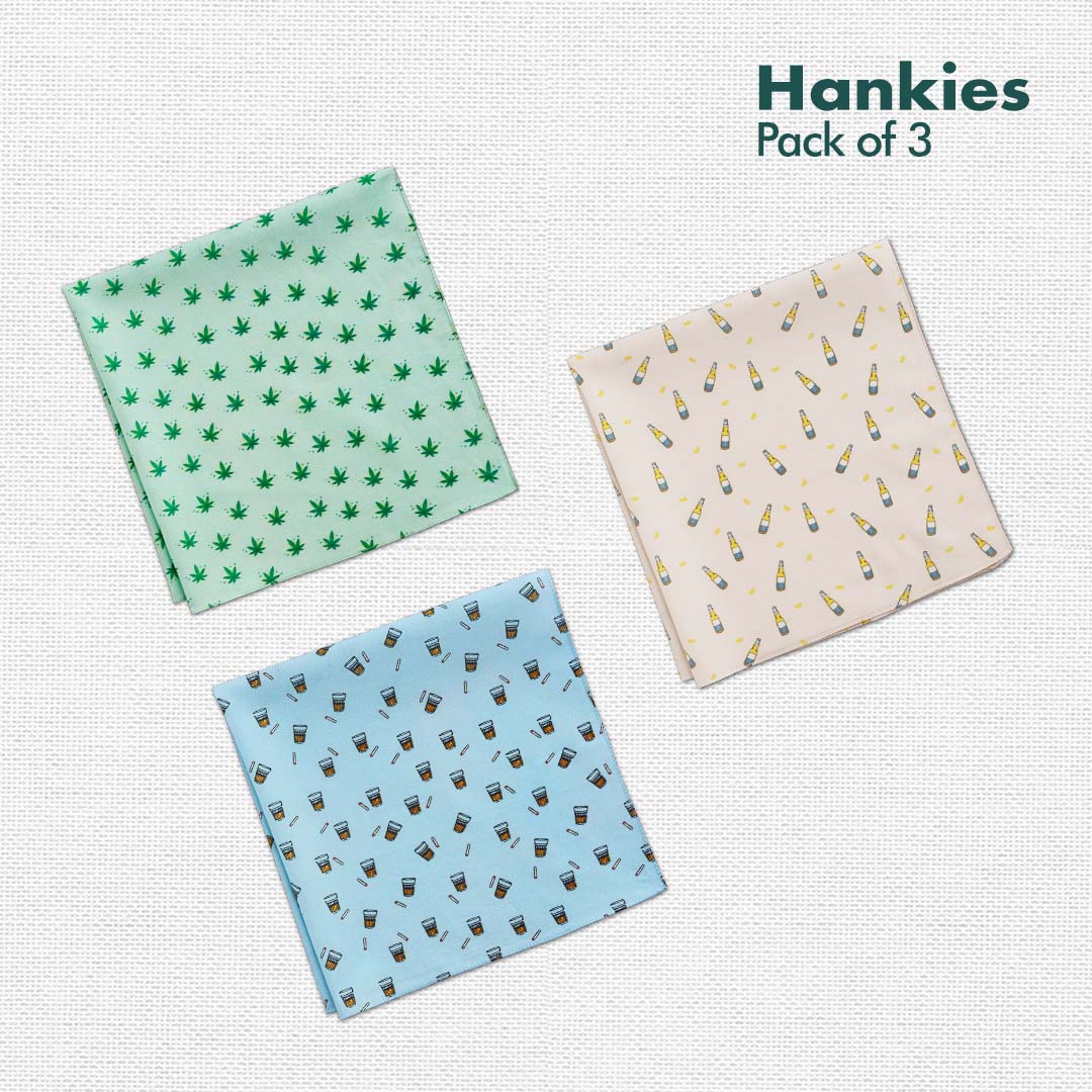 Happy High! Unisex Hankies, 100% Organic Cotton, Pack of 3