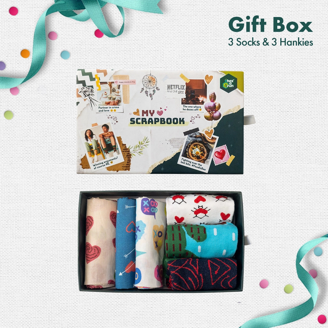 LOML! Love Of My Life! 3 Unisex Ankle Length Socks + 3 Unisex Hankies, 100% Organic Cotton, Gift Box of 6
