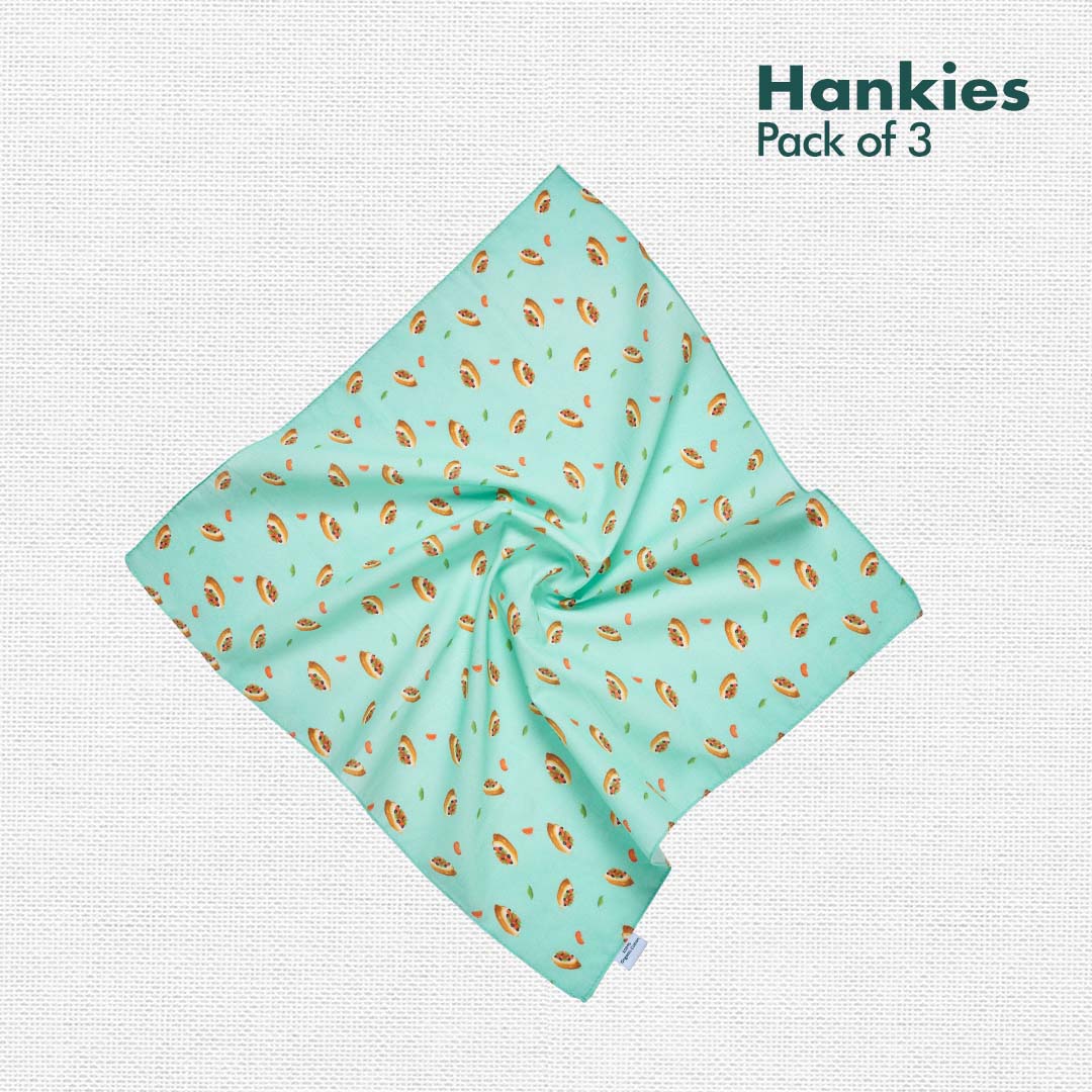 Foodgasm Series 2! Unisex Hankies, 100% Organic Cotton, Pack of 3