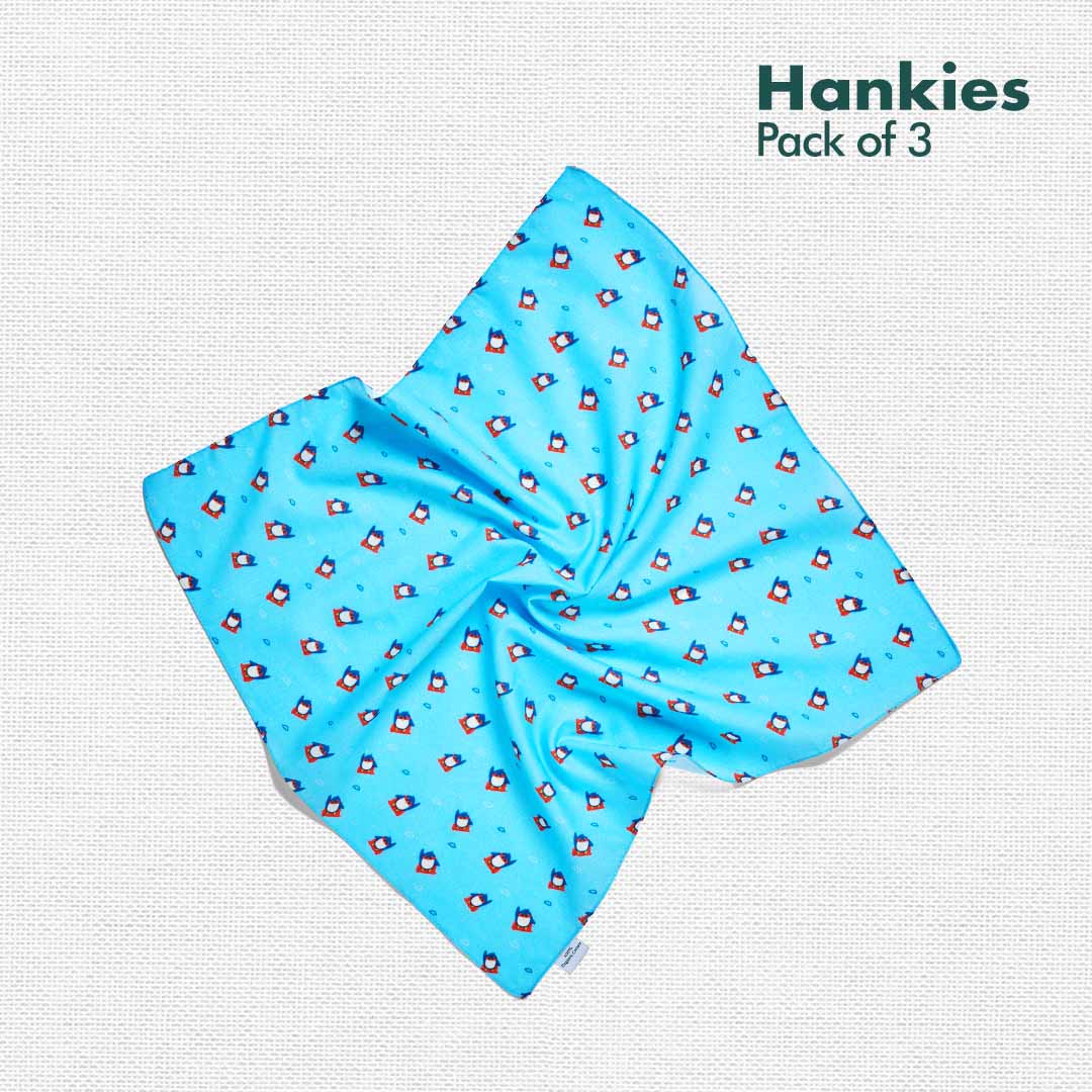 Animalholic! Unisex Hankies, 100% Organic Cotton, Pack of 3