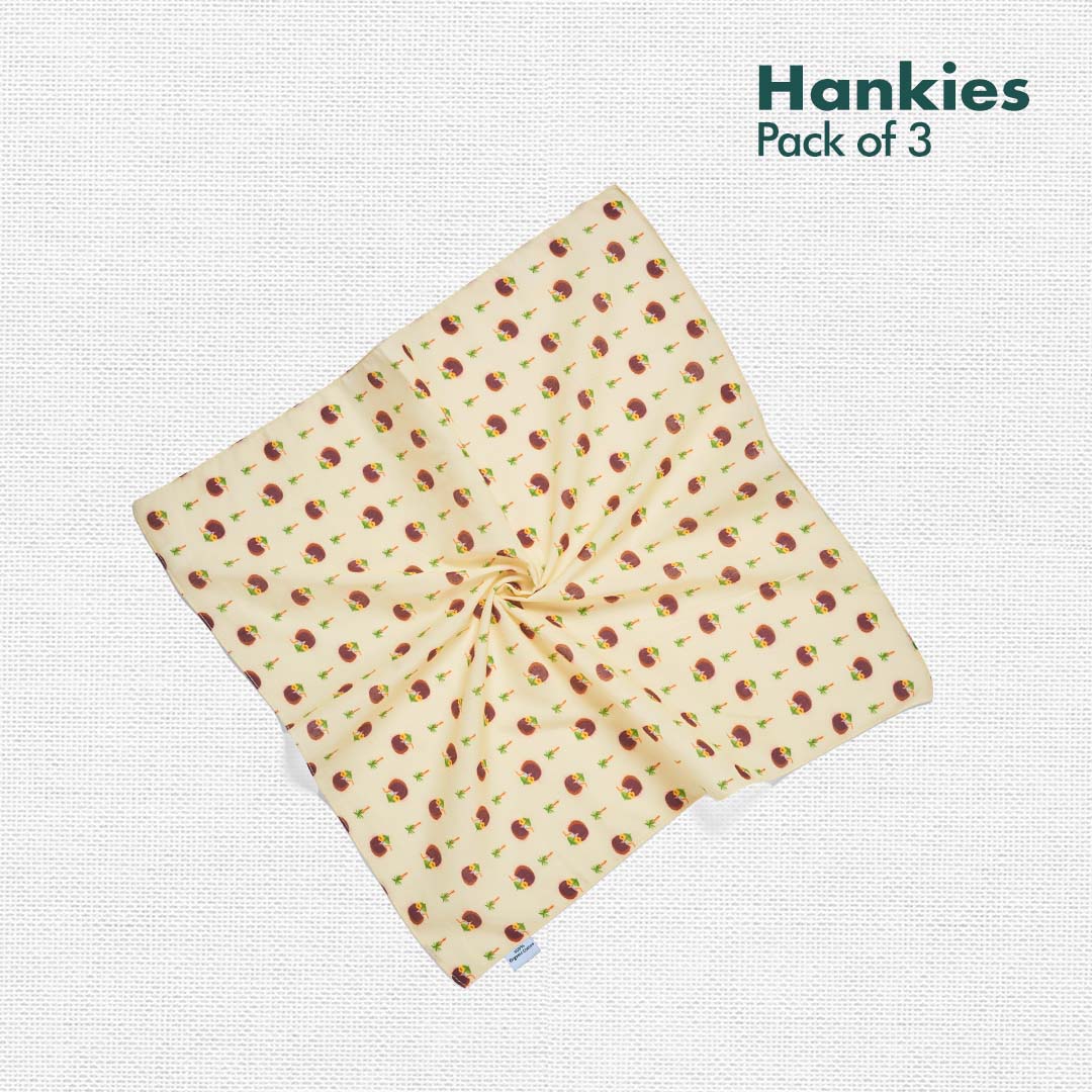Beach Please! Unisex Hankies, 100% Organic Cotton, Pack of 3