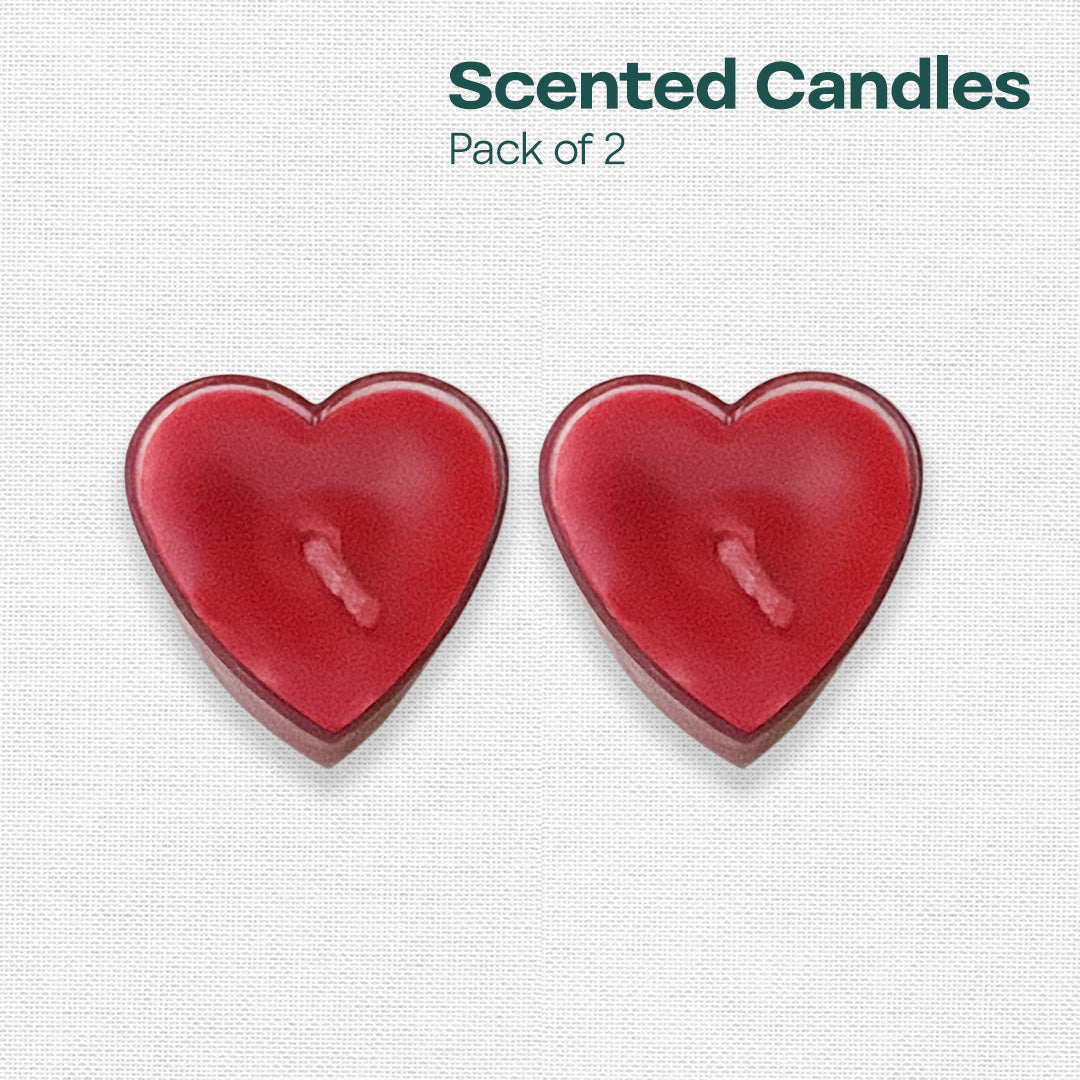 Red Heart Shaped Scented Mini Candles, Pack of 2