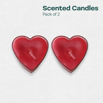 Red Heart Shaped Scented Mini Candles, Pack of 2