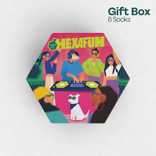 House Party! Unisex Crew Length Socks, 100% Organic Cotton, Gift Box of 8