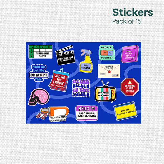 Work Mode On! 15 Stickers Multipack