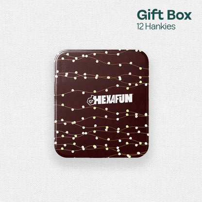 Glam Sham! Tin Gift Box, Unisex Hankies, 100% Organic Cotton, Box Of 12