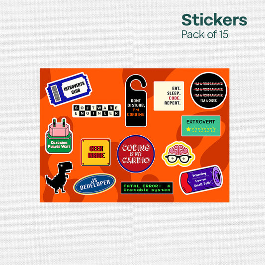 Geek Mode On! 15 Stickers Multipack