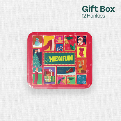 Jingle Mingle! Tin Gift Box, Unisex Kid's Hankies, 100% Organic Cotton, Box of 12