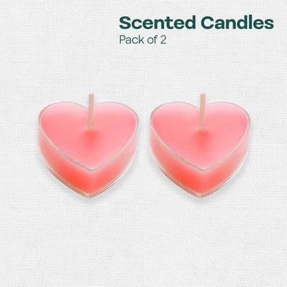 Pink Heart Shaped Scented Mini Candles, Pack of 2