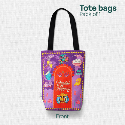 Pujo Mode Always! Canvas Tote Bag, 100% Organic Cotton, Pack of 1