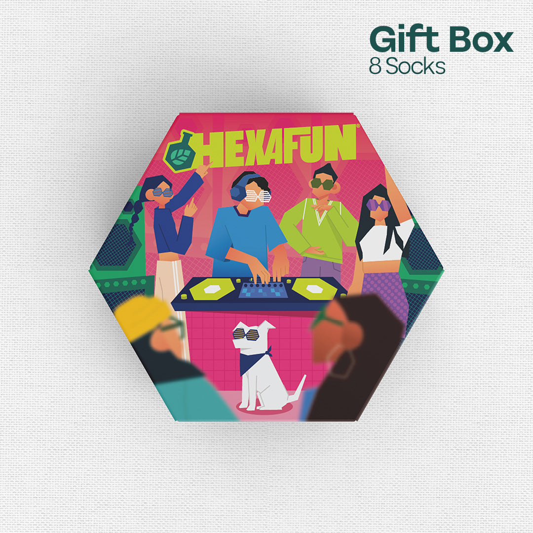 House Party! Unisex Ankle Length Socks, 100% Organic Cotton, Gift Box of 8