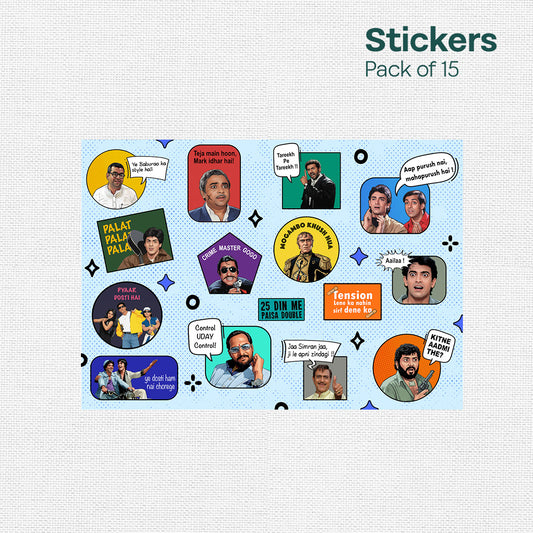 90s Bollywood Mode On! 15 Stickers Multipack