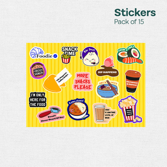 Food Mode On! 15 Stickers Multipack