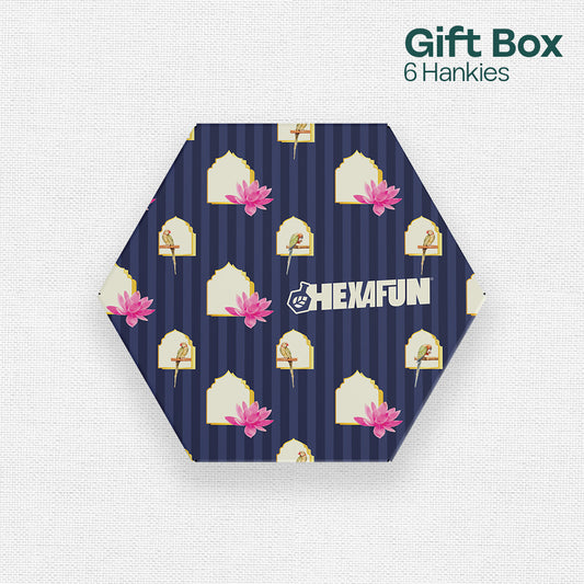 Bloomrang! Unisex Hankies, 100% Organic Cotton, Gift Box of 6