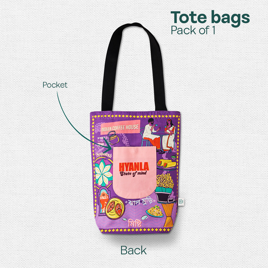 Pujo Mode Always! Canvas Tote Bag, 100% Organic Cotton, Pack of 1