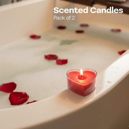 Red Heart Shaped Scented Mini Candles, Pack of 2