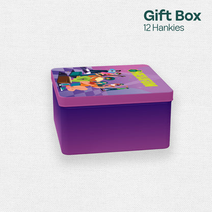 Jammin’! Tin Gift Box, Unisex Hankies, 100% Organic Cotton, Box Of 12