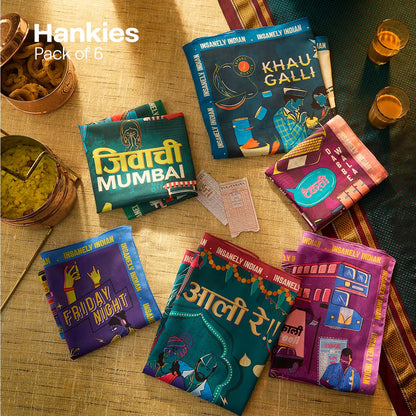 Insanely Maharashtra Swag! Unisex Hankies, 100% Organic Cotton, Pack of 6