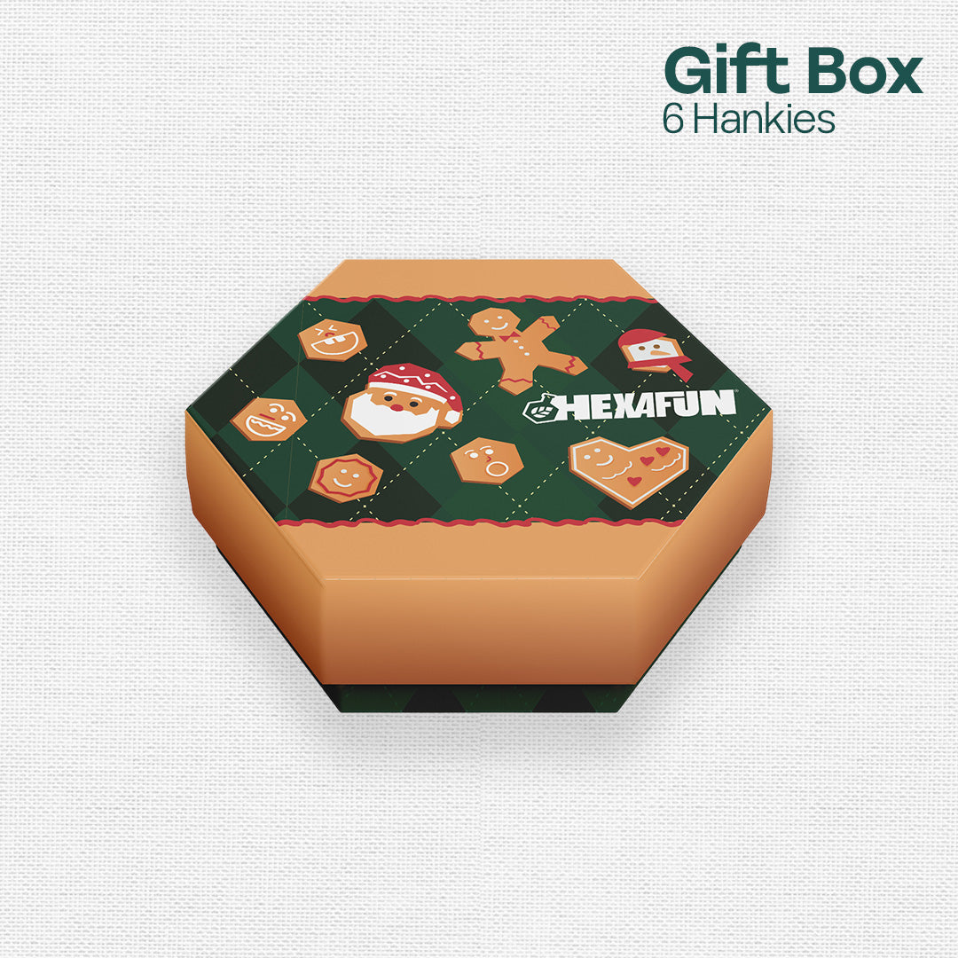 Ginger Bread! Unisex Hankies, 100% Organic Cotton, Gift Box of 6