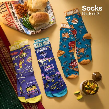 Insanely Maharashtra Feets! Unisex Socks, 100% Bamboo, Crew Length, Pack of 3
