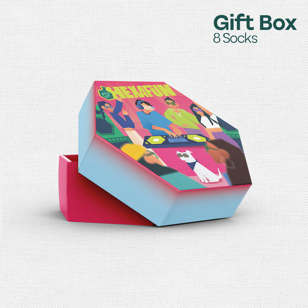 House Party! Unisex Ankle Length Socks, 100% Organic Cotton, Gift Box of 8