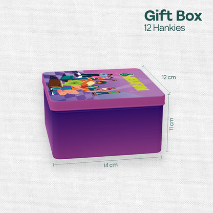 Jammin’! Tin Gift Box, Unisex Hankies, 100% Organic Cotton, Box Of 12