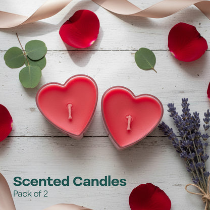 Red Heart Shaped Scented Mini Candles, Pack of 2