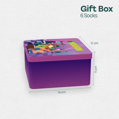 Beat Play! Tin Gift Box, Unisex Ankle Length Socks, 100% Organic Cotton, Gift Box of 6