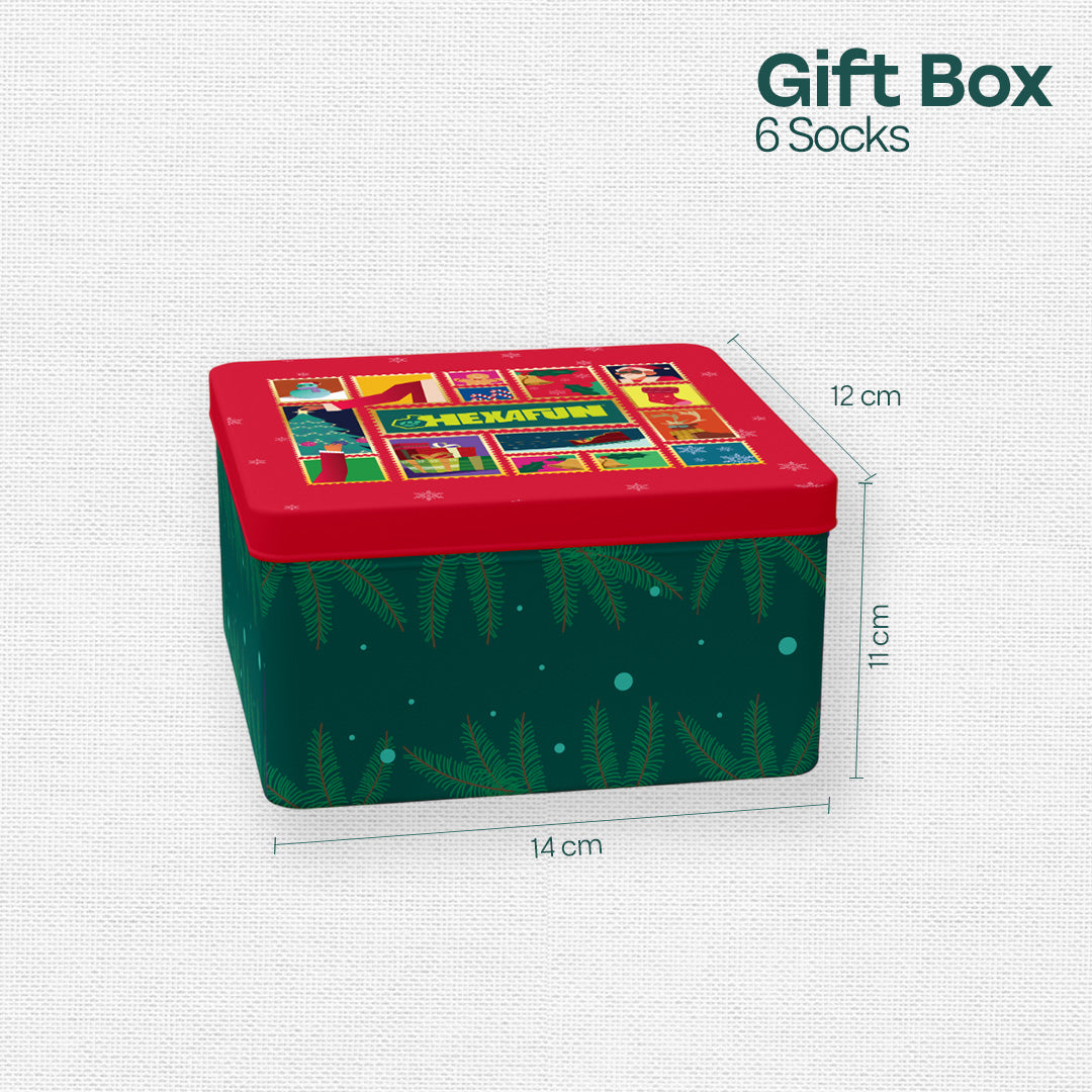 Feelin’ Jolly! Tin Gift Box, Unisex Kid's Socks, 100% Bamboo, Crew Length, Box of 6