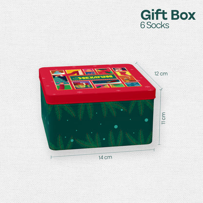 Feelin’ Jolly! Tin Gift Box, Unisex Kid's Socks, 100% Bamboo, Crew Length, Box of 6