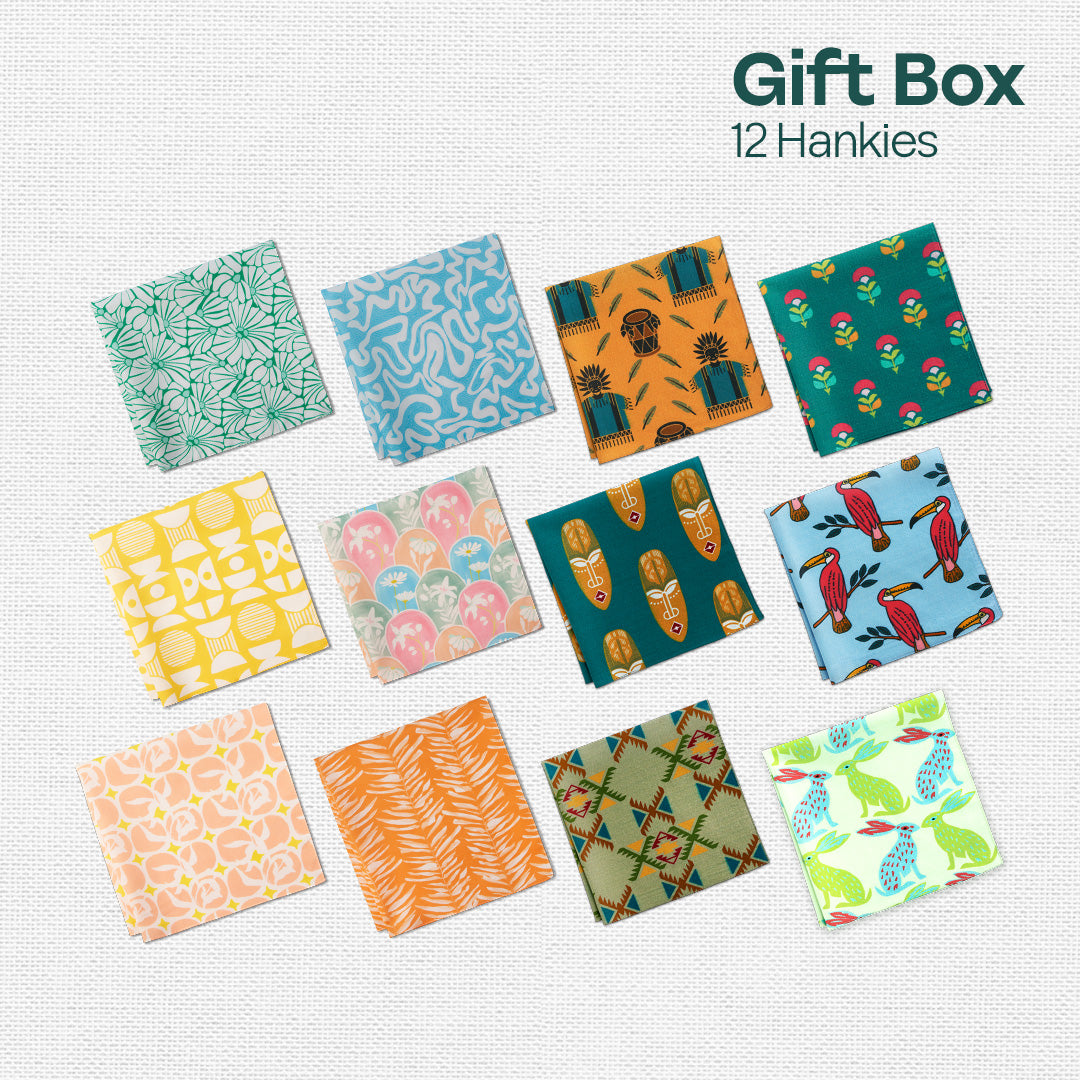 Glam Sham! Tin Gift Box, Unisex Hankies, 100% Organic Cotton, Box Of 12