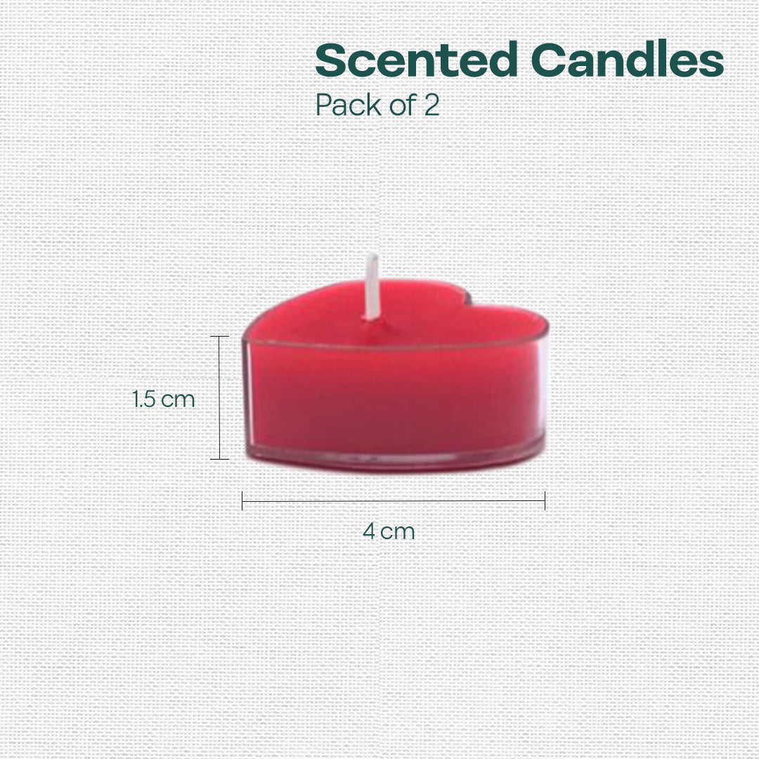 Red Heart Shaped Scented Mini Candles, Pack of 2